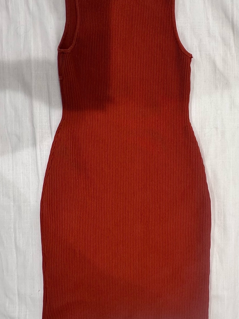 Babaton Rust-Red Ribbed V-Neck Mini Dress - Picture 2 of 6